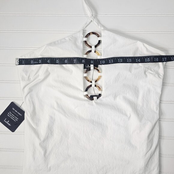 Lulus Women's White Tortoise Shell O Ring Cut Out Halter Top Size M NWTF - Picture 11 of 13